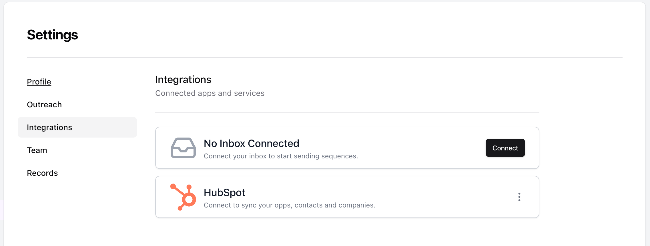 Integrations Settings Page